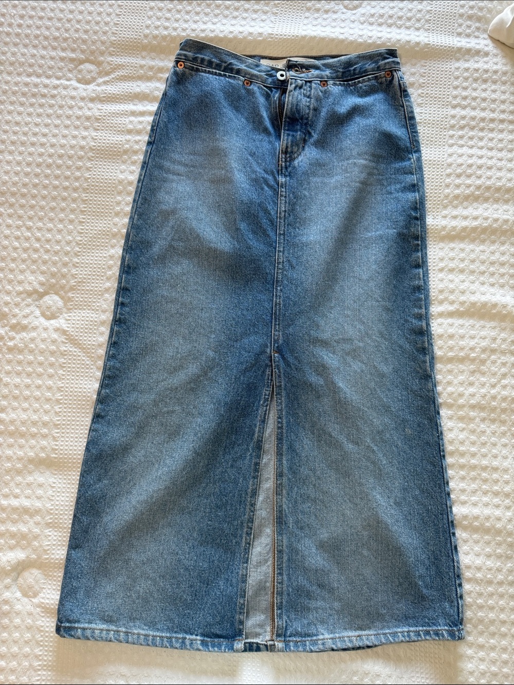 GAP Blue Denim Maxi Skirt with Front Slit